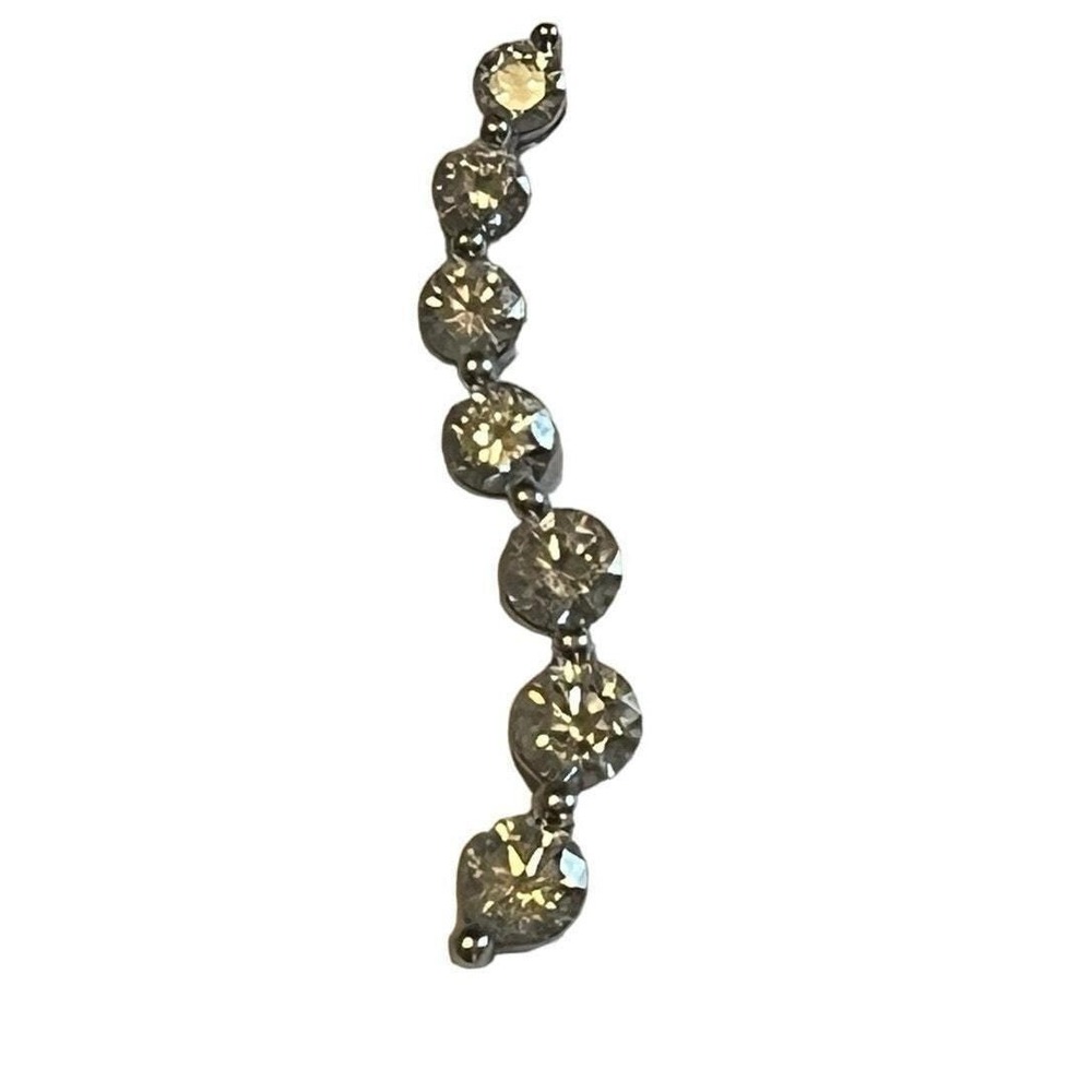 14K White Gold Journey Wave Seven Round Brilliant Cut Diamond Pendant .89-1 CTTW - Picture 7 of 9